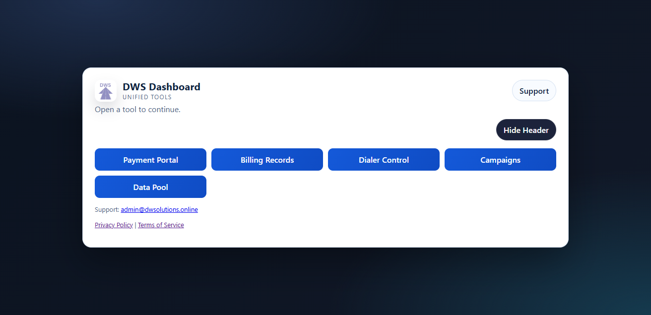 dashboard page